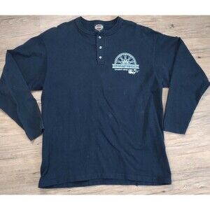 Vintage Harley Davidson Bike Week 1997 Large Black Henley Long Sleeve Shirt.